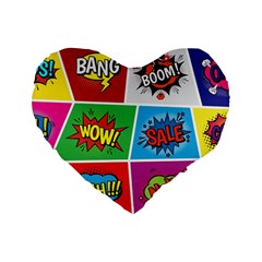 Pop Art Comic Vector Speech Cartoon Bubbles Popart Style With Humor Text Boom Bang Bubbling Expressi Standard 16  Premium Heart Shape Cushions by Amaryn4rt