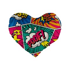 Comic Colorful Seamless Pattern Standard 16  Premium Heart Shape Cushions by Amaryn4rt