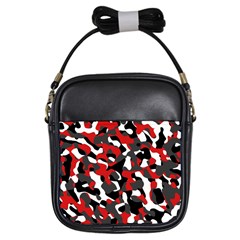 Black Red White Camouflage Pattern Girls Sling Bag by SpinnyChairDesigns