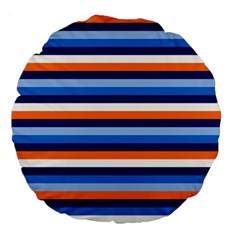 Ocean Blue Stripes Large 18  Premium Flano Round Cushions by tmsartbazaar