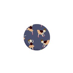 Cute  Pattern With  Dancing Ballerinas On The Blue Background 1  Mini Buttons by EvgeniiaBychkova