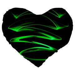 Green Light Painting Zig-zag Large 19  Premium Flano Heart Shape Cushions by Dutashop