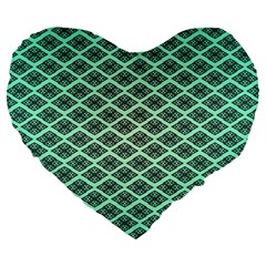 Pattern Texture Geometric Pattern Green Large 19  Premium Flano Heart Shape Cushions by Dutashop