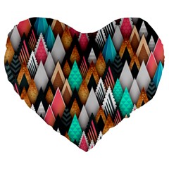 Abstract Triangle Tree Large 19  Premium Flano Heart Shape Cushions by Dutashop