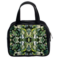 Frosted Green Leaves Repeats Classic Handbag (two Sides) by kaleidomarblingart