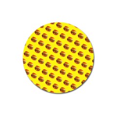 Vector Burgers, Fast Food Sandwitch Pattern At Yellow Magnet 3  (round) by Casemiro
