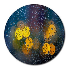  Raindrops Window Glass Round Mousepads by artworkshop