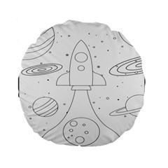 Going To Space - Cute Starship Doodle  Standard 15  Premium Round Cushions by ConteMonfrey