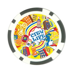 Colorful City Life Horizontal Seamless Pattern Urban City Poker Chip Card Guard (10 Pack) by Pakemis