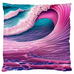 Pink Waves On The Beach Ii Standard Premium Plush Fleece Cushion Case (two Sides) by GardenOfOphir