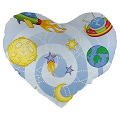 Science Fiction Outer Space Large 19  Premium Flano Heart Shape Cushions by Salman4z