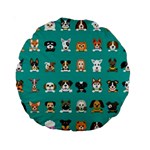 Different-type-vector-cartoon-dog-faces Standard 15  Premium Round Cushions Back
