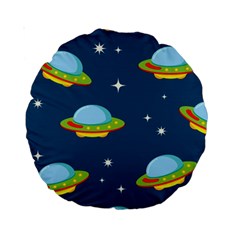 Seamless-pattern-ufo-with-star-space-galaxy-background Standard 15  Premium Round Cushions by Salman4z