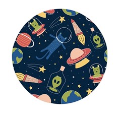 Seamless-pattern-with-funny-aliens-cat-galaxy Mini Round Pill Box by Salman4z