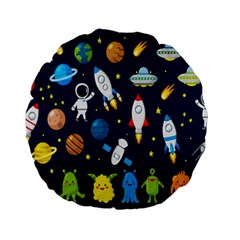 Big-set-cute-astronauts-space-planets-stars-aliens-rockets-ufo-constellations-satellite-moon-rover-v Standard 15  Premium Flano Round Cushions by Salman4z