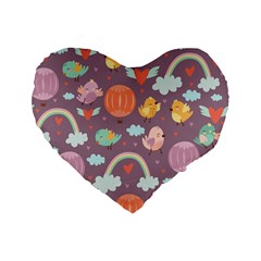 Cute-seamless-pattern-with-doodle-birds-balloons Standard 16  Premium Flano Heart Shape Cushions by Salman4z