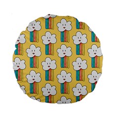 Smile-cloud-rainbow-pattern-yellow Standard 15  Premium Round Cushions by Salman4z