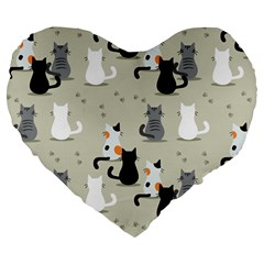Cute-cat-seamless-pattern Large 19  Premium Flano Heart Shape Cushions by Salman4z