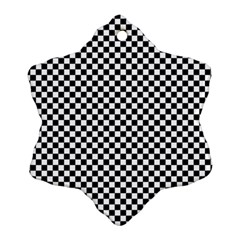 Black And White Checkerboard Background Board Checker Snowflake Ornament (two Sides) by pakminggu