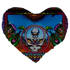 Grateful Dead Wallpapers Large 19  Premium Flano Heart Shape Cushions by Mog4mog4