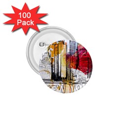New York City Skyline Vector Illustration 1 75  Buttons (100 Pack)  by Mog4mog4