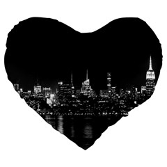 Photography Of Buildings New York City  Nyc Skyline Large 19  Premium Flano Heart Shape Cushions by Bakwanart