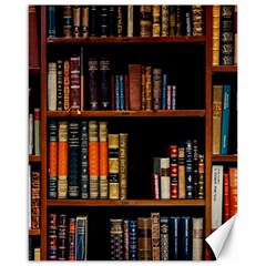 Assorted Title Of Books Piled In The Shelves Assorted Book Lot Inside The Wooden Shelf Canvas 16  X 20  by 99art