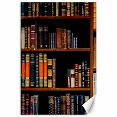 Assorted Title Of Books Piled In The Shelves Assorted Book Lot Inside The Wooden Shelf Canvas 24  X 36  by 99art
