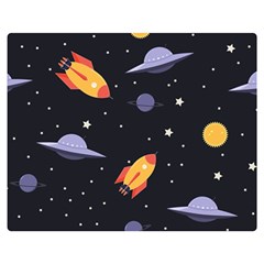 Cosmos Rockets Spaceships Ufos Premium Plush Fleece Blanket (medium) by Cowasu