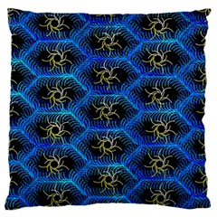 Blue Bee Hive Pattern- Standard Premium Plush Fleece Cushion Case (one Side) by Amaryn4rt