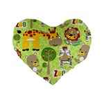 Funny-animals-cartoon Standard 16  Premium Flano Heart Shape Cushions Front