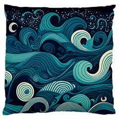 Waves Ocean Sea Abstract Whimsical Abstract Art Standard Premium Plush Fleece Cushion Case (one Side) by uniart180623