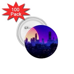 The Sun Night Music The City Background 80s, 80 s Synth 1 75  Buttons (100 Pack)  by uniart180623