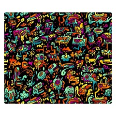 Cartoon Monster Pattern Abstract Background Premium Plush Fleece Blanket (small) by uniart180623