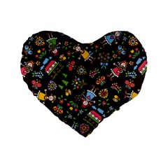 Cartoon Texture Standard 16  Premium Heart Shape Cushions by uniart180623