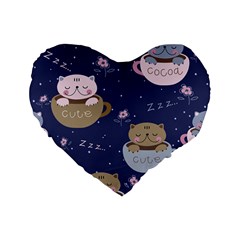 Cute Kittens Sleep Sweetly Mugs Standard 16  Premium Flano Heart Shape Cushions by Simbadda
