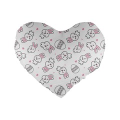 Cute Pattern With Easter Bunny Egg Standard 16  Premium Flano Heart Shape Cushions by Simbadda