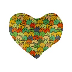 Seamless Pattern With Doodle Bunny Standard 16  Premium Flano Heart Shape Cushions by Simbadda
