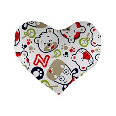 Animals Pattern Standard 16  Premium Flano Heart Shape Cushions by Simbadda