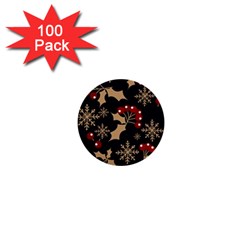 Christmas-pattern-with-snowflakes-berries 1  Mini Buttons (100 Pack)  by Simbadda