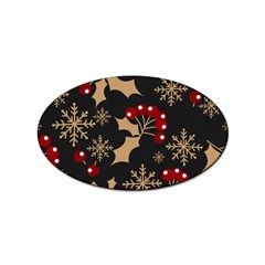 Christmas-pattern-with-snowflakes-berries Sticker Oval (100 Pack) by Simbadda