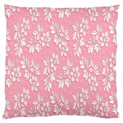 Pink Texture With White Flowers, Pink Floral Background Standard Premium Plush Fleece Cushion Case (one Side) by nateshop