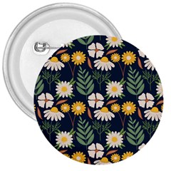 Flower Grey Pattern Floral 3  Buttons by Dutashop