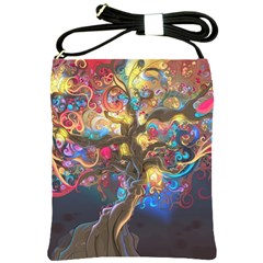 Psychedelic Tree Abstract Psicodelia Shoulder Sling Bag by Modalart
