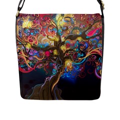 Psychedelic Tree Abstract Psicodelia Flap Closure Messenger Bag (l) by Modalart