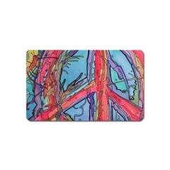 Hippie Peace Sign Psychedelic Trippy Magnet (name Card) by Modalart
