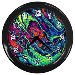 Color Colorful Geoglyser Abstract Holographic Wall Clock (black) by Modalart