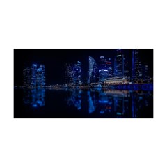 Illuminated Cityscape Against Blue Sky At Night Yoga Headband by Modalart