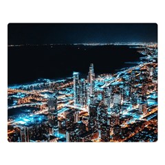 Aerial Photography Of Lighted High Rise Buildings Premium Plush Fleece Blanket (large) by Modalart
