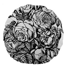 Roses Bouquet Flowers Sketch Large 18  Premium Round Cushions by Modalart